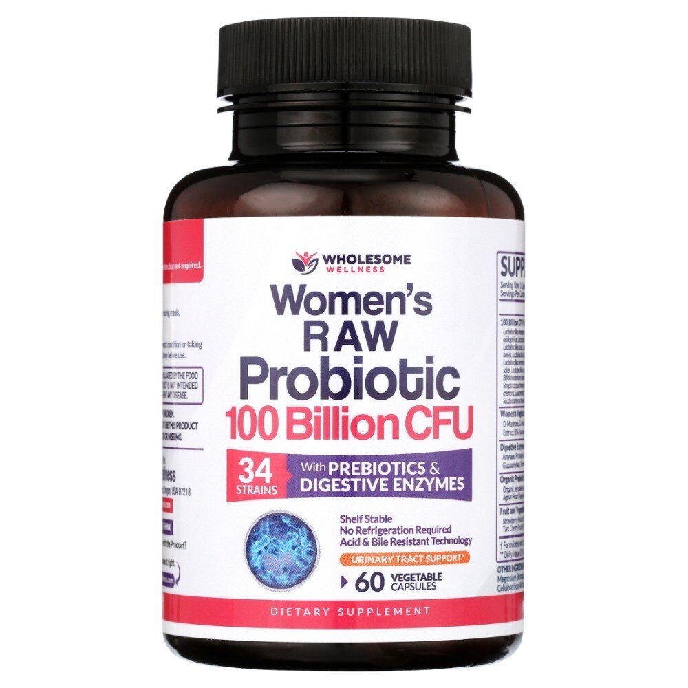 Women's Raw Probiotic 100 Billion CFU 60 Caps Brand New Wholesome Wellness