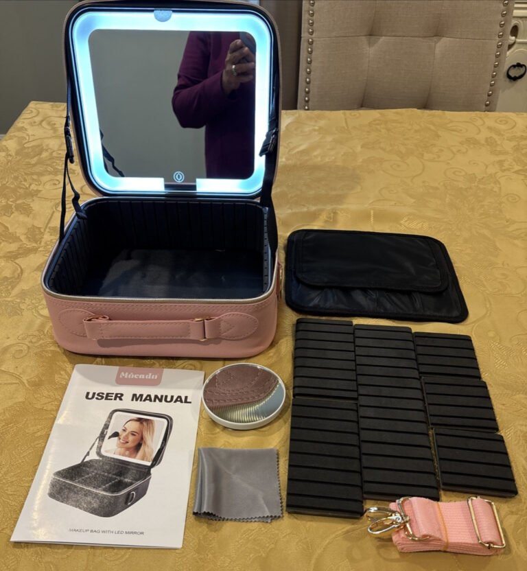 Mocado Travel Makeup Bag with LED Lighted Mirror, Travel Accessory Organizer New