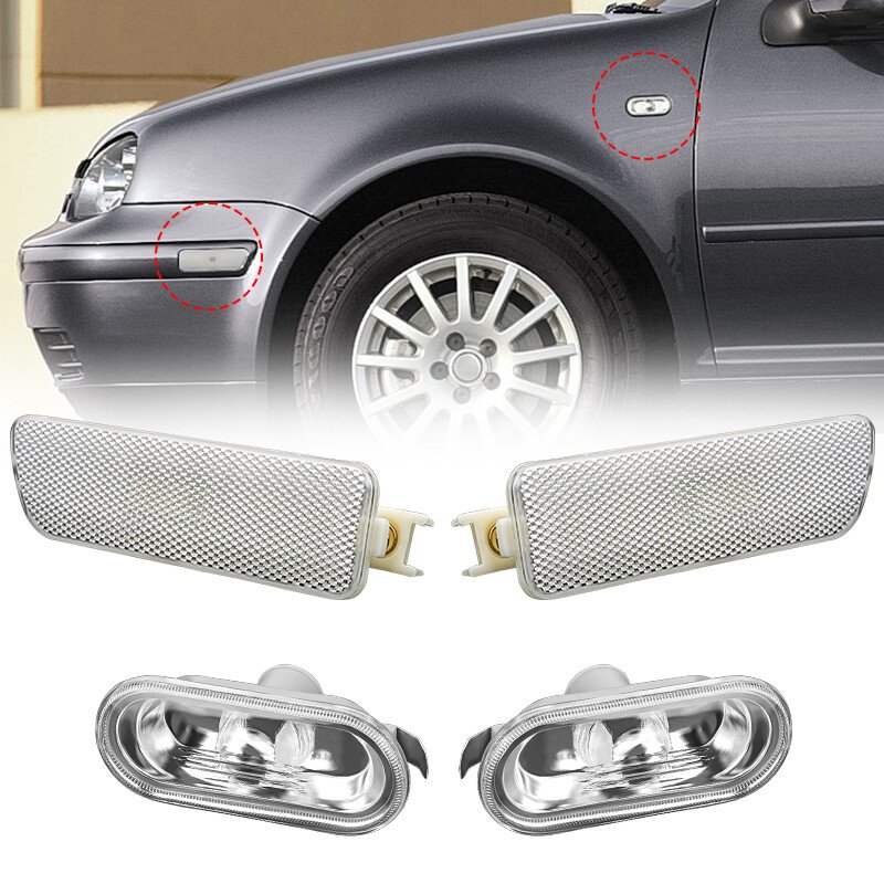 4PCS Clear Bumper Signal Fender Side Marker Light For VW MK4 GOLF JETTA CABRIO