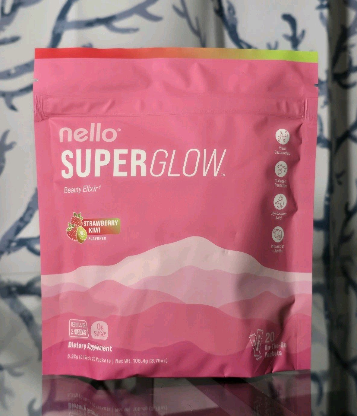 Nello Superglow Beauty Elixir Strawberry Kiwi Flavor 20 Packets ~ Exp 06/2028