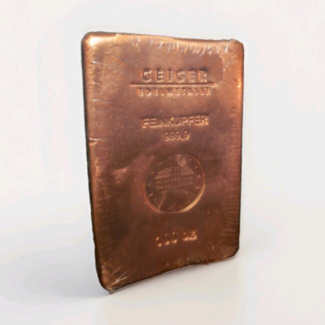 Geiger Edelmetalle 100 oz Copper Bar 999.9 Fine Copper Feinkupfer