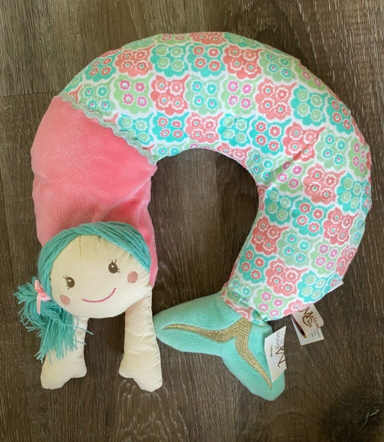MAISON CHIC new Mermaid Neck Travel Pillow for a Kid~Plush~11 Inches~Pink & Aqua