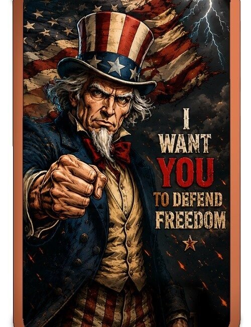1 oz Uncle Sam Freedom Colorized Copper Bar .999 Fine Bullion Art