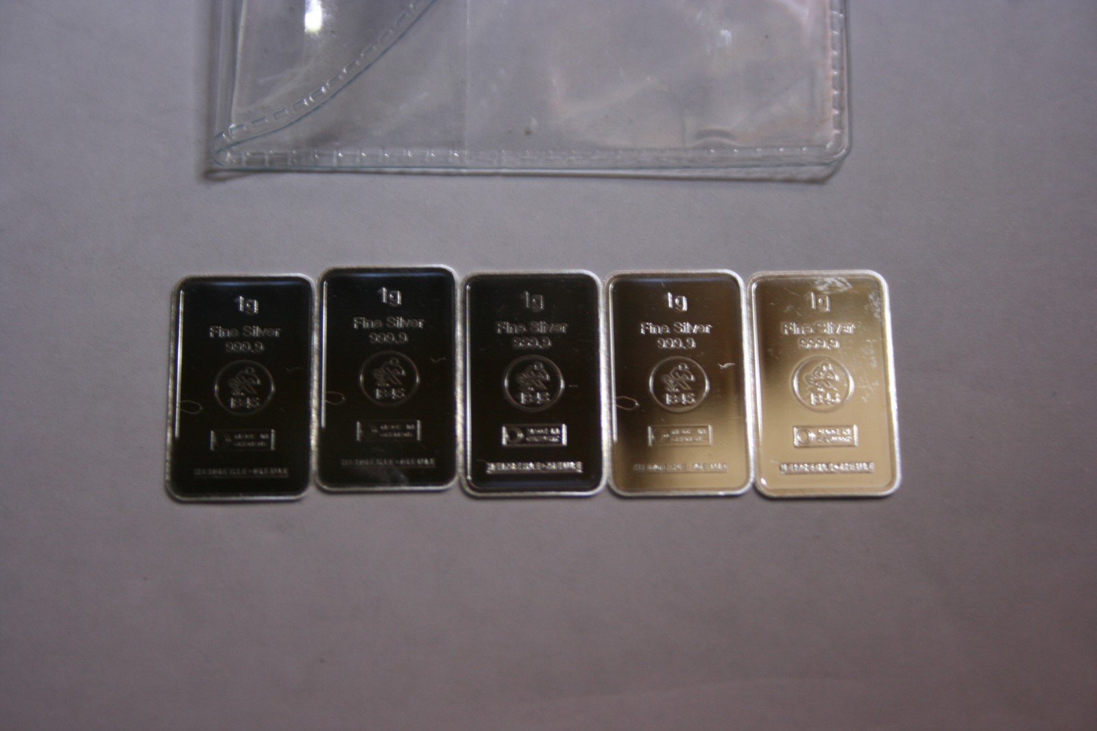 Five grams of 999.9 fine silver Heimerle-Meule - 5 x 1 gram loose bars