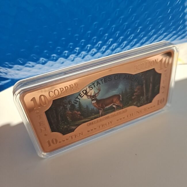 2025 10oz Whitetail Deer .999 Fine Copper Bar Colorized (NEW) 🔥 🔥 🔥