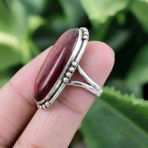 Red Flash Labradorite Ring 925 Sterling Silver Ring Gemstone Ring Women's Ring