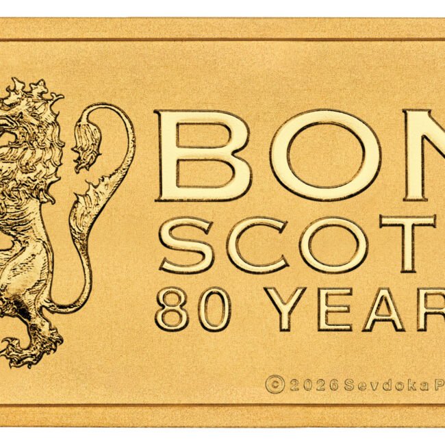 2026 Bon Scott 80th Anniversary 1g .9999 Gold Perth Mint Minted Bar