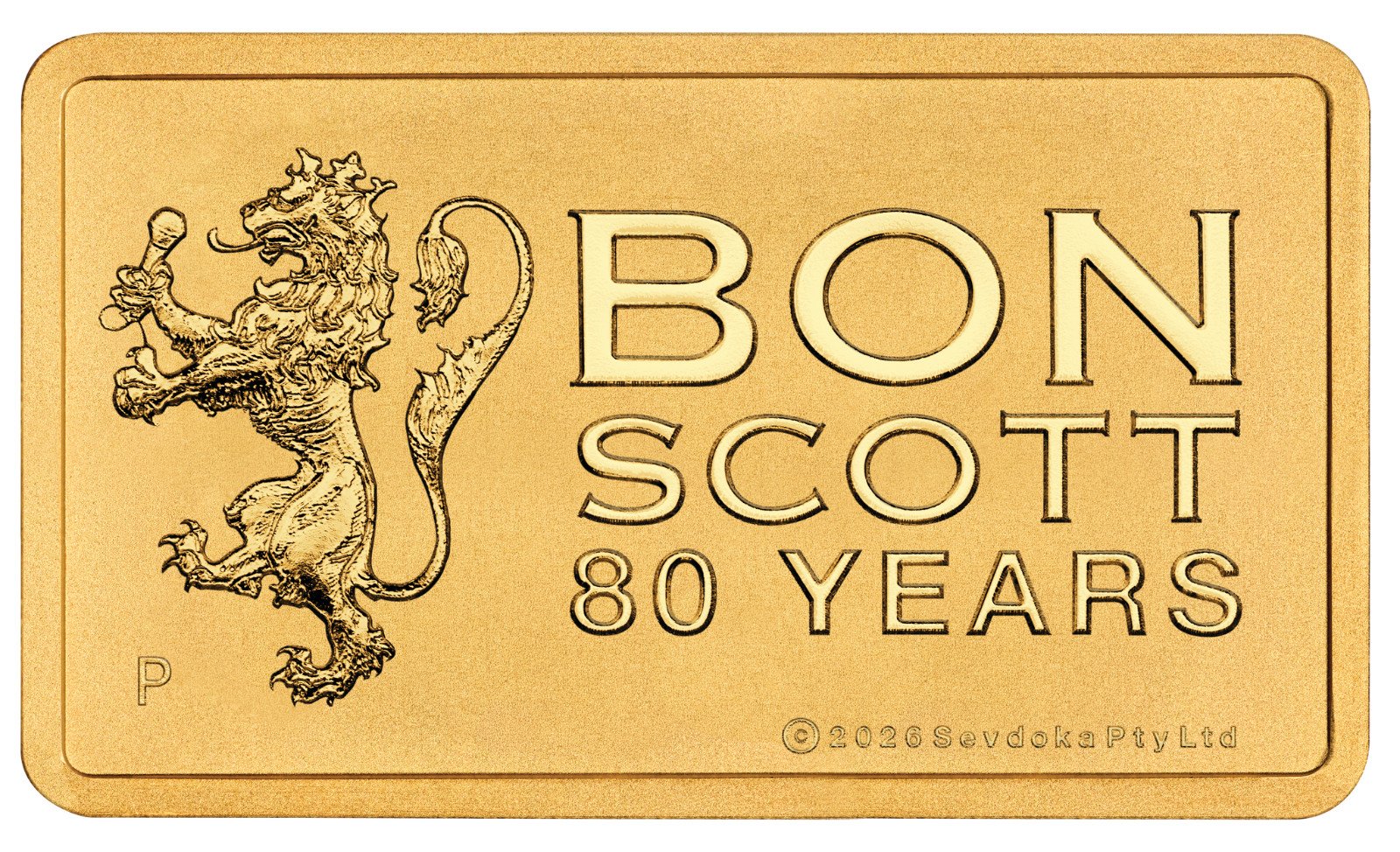 2026 Bon Scott 80th Anniversary 1g .9999 Gold Perth Mint Minted Bar