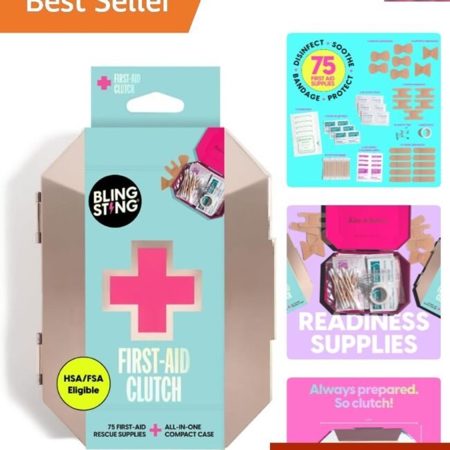 First Aid Kit - 75 Essential First-aid Supplies, Bandages, Wipes, Gold Travel...