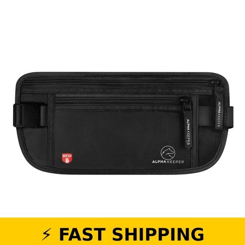Alpha Keeper RFID Money Belt Hidden Passport Holder for Travel