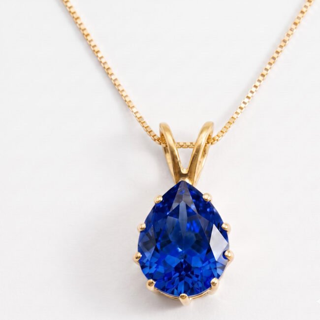 Natural Blue Sapphire Pendant 4.25 Ct 925 Sterling Silver Handmade Gemstone