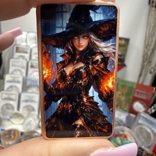 1 Oz .999 Fine Copper Colorized Naughty Hottie Fire Witch