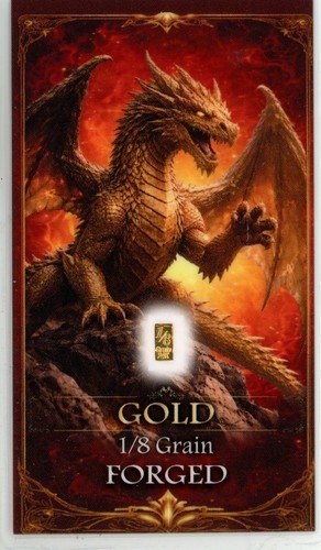 Lot of 2 Benchmark Dragon 1/8 Grain .999 Fine Gold Bar Assay Cards Sealed