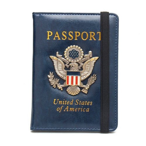Passport Holder Cover and Card Case Slot Combo RFID Blocking Leather Travel Pass
