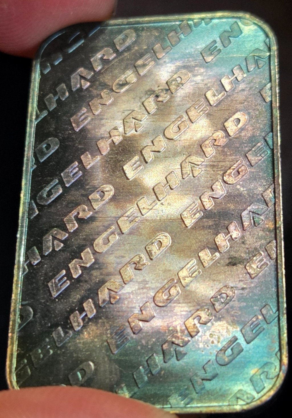 RAINBOW Vintage Engelhard 1 Oz Silver Art Bar 999 Toning FT52382 RARE 1oz