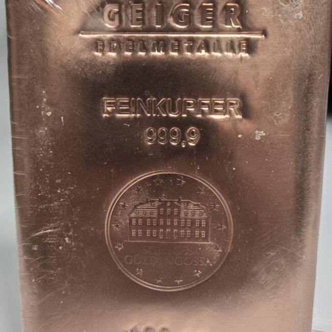Copper 100oz Bar Geiger Edelmetalle Factory Sealed Feinkupfer Very Scarce