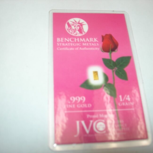 3 Benchmark 99.9999 fine gold 1/4 grain gold bars