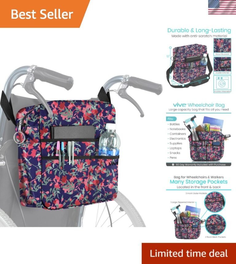 Wheelchair Bag – Machine Washable, Double-Stitched, Water-Resistant Accessory…
