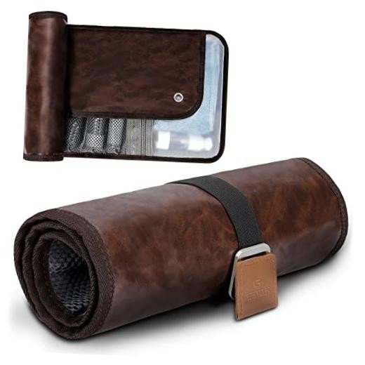 Toiletry Bag for Men, Travel Essentials Travel 1.Chic Brown(PU Leather)