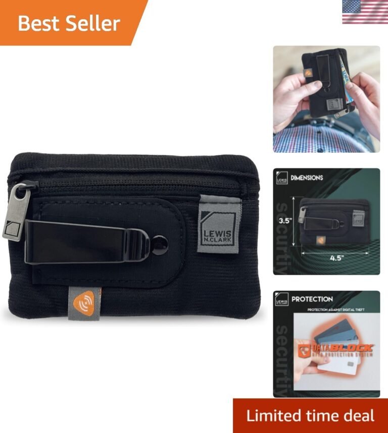 RFID-Blocking Hidden Clip Stash Travel Belt Wallet, Black, One Size