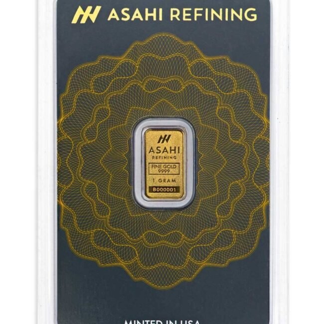 1 Gram Asahi 9999 Fine Gold Bar Sealed in Full Size Assay Card LBMA Certified
