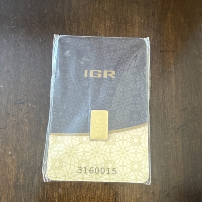 IGR 0.5g Gold Bar 999.9 Fine Fineness in Assay Card/Certificate