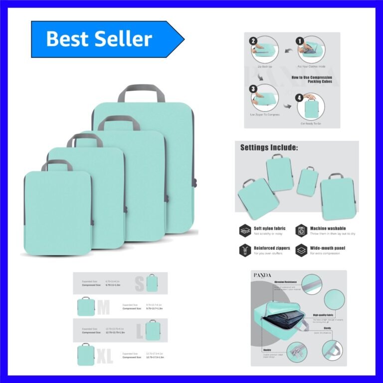 4 Set Compression Packing Cubes Travel – Travel Accessories Expandable Packin…