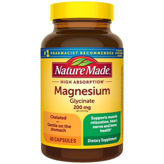 Nature Made Magnesium Glycinate 200 mg Per Serving Capsules, Dietary Supplement