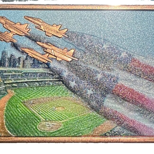 1 oz Baseball Flyover Colorized Copper Bar