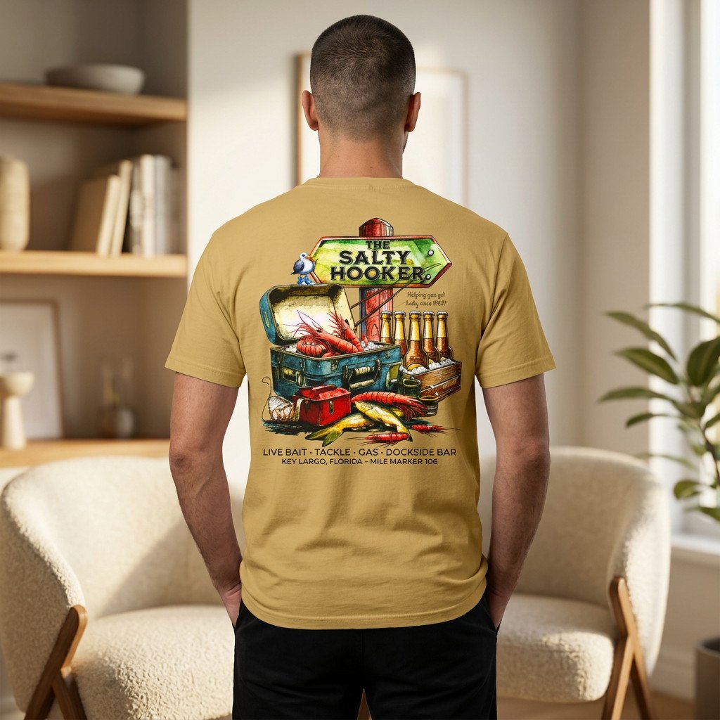 The Salty Hooker T Shirt, Bait & Tackle Shop Tee, Dockside Dive Bar Shirt
