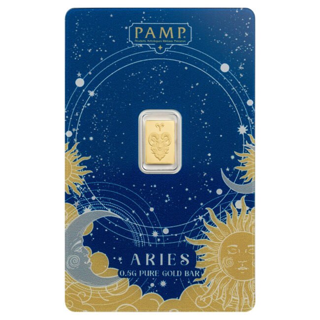 Pamp Suisse Zodiacs 0.5g .9999 Gold Bar in Assay Card | Aries