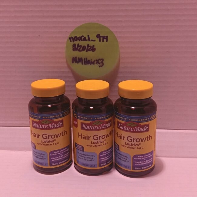 LOT OF 3: Nature Made Hair Growth  Lustriva Softgels, 30ct (90ct TOTAL)