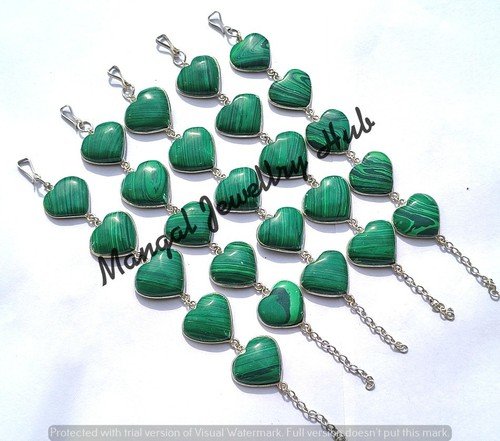 Sale Malachite Gemstone Bracelets 925 Sterling Silver Plated Heart Jewellery Lot