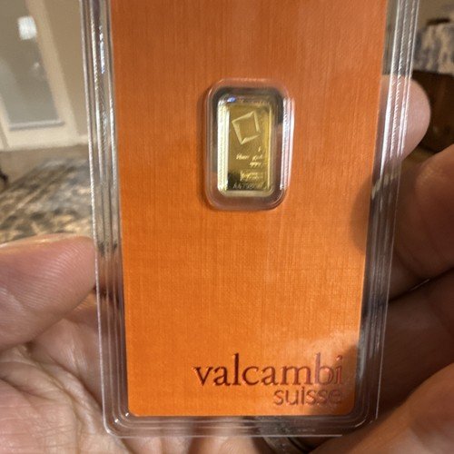 Valcambi Suisse 1g 0.9999 Fine Gold Bar in Assay Card, Total Gold Content 1g