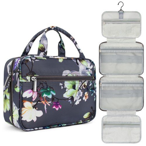 Hanging Toiletry Bag for Travel Makeup Organizer – Green Checkerboard