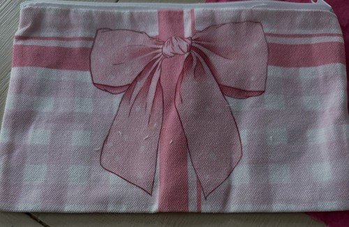Spa Accessory Pink And White Bow Cosmetic/ Makeup Bag- Great Gift Idea/ Travel