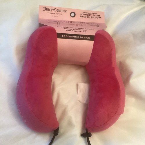 Juicy Couture Pink Neck Pillow Traveling Neck Pillow with Zipper Soft Plush