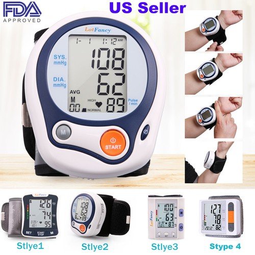 Automatic Wrist Blood Pressure Monitor BP Cuff Heart Rate Tester Meter Machine