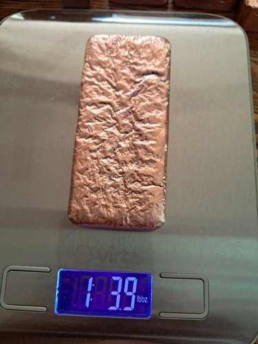 investment copper bullion bar. hand crafted and poured with care