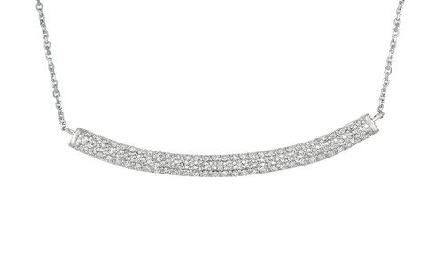1.00 Carat Natural Diamond Bar Necklace 14K White Gold G SI 18 inches chain