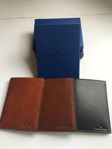 Genuine Italian Leather Passport Wallet Jacket Wallet w Gift Box Black Brown Tan