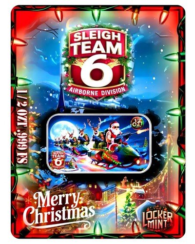 2024 Sleigh Team 6 Airbourne Division Colorized 1/2 oz Silver Bar in Card