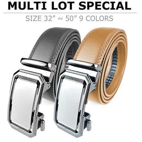 Genuine Leather Mens Ratchet Belt Belts For Men Adjustable Automatic Buckle