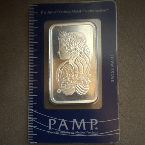 PAMP Suisse 1 Ounce 1oz Fine Silver Bar 999.0 Fineness Certified Assayer