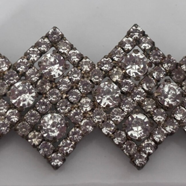 Vintage Art Deco Clear Rhinestone Bar Brooch Pendant Geometric Silver Tone 1930s