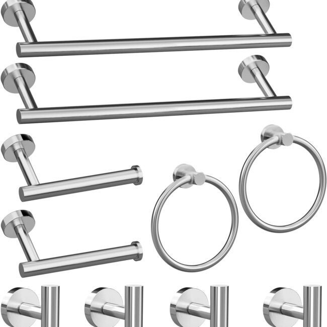10-Pieces Brushed Nickel Bathroom Accessories Set,Bath Towel Bar SetNEW！