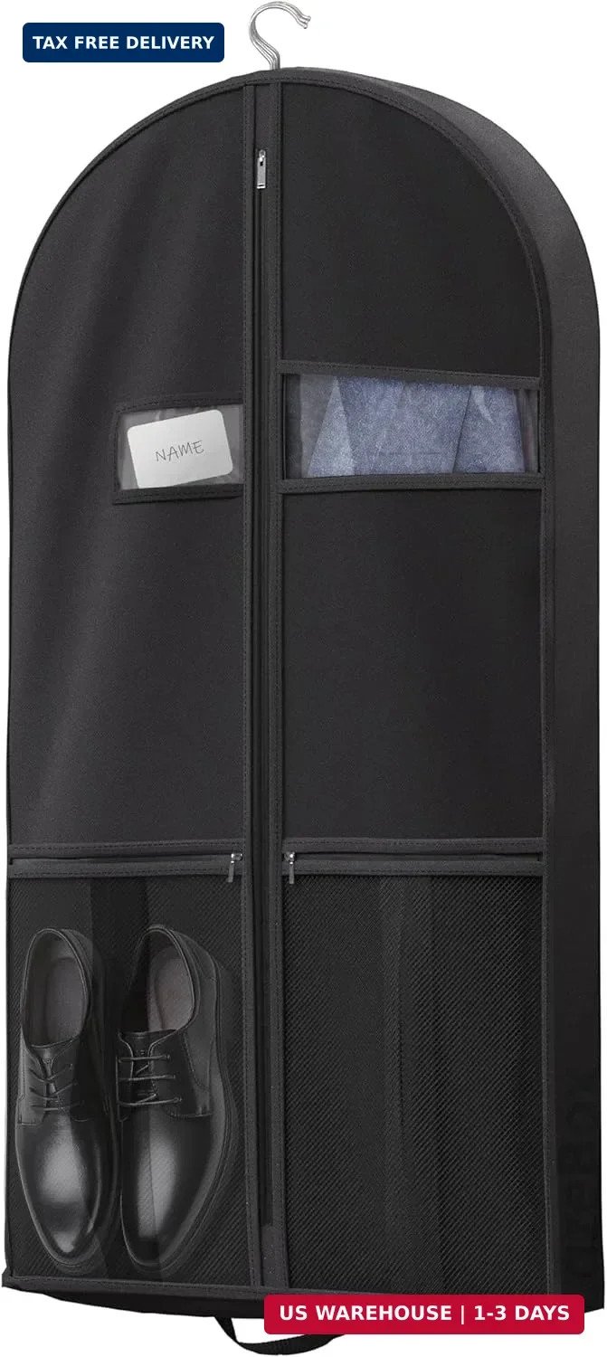 43″ Travel Garment Bag with Accessories Zipper Pocket, Heavy Duty Suit Bag for S