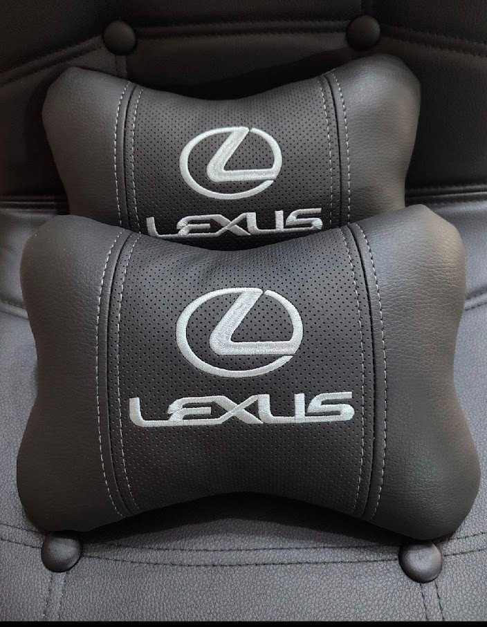 2pcs Car Headrest Pillows Lexus Embroidery Neck Support Cushion Auto Interior
