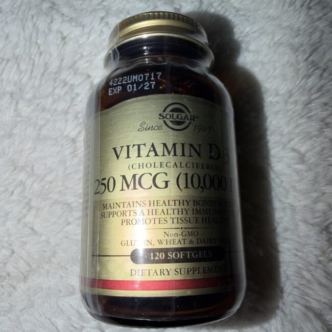 Solgar Vitamin D3 Cholecalciferol 250 mcg 10000 IU 120 Softgels Exp 01/2027