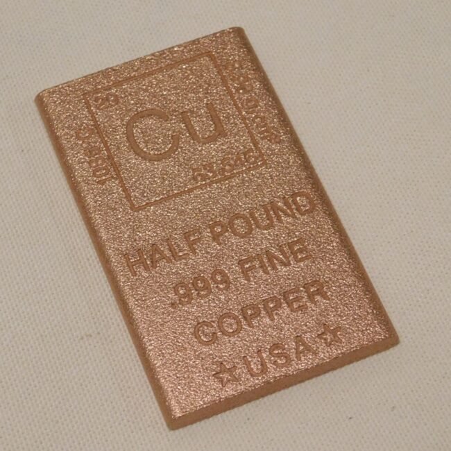 Half Pound Copper Bar .999 Fine Element CU